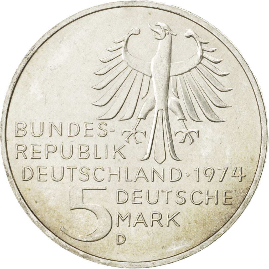 Coin, GERMANY - FEDERAL REPUBLIC, 5 Mark, 1974, Munich, Germany, MS(60-62)