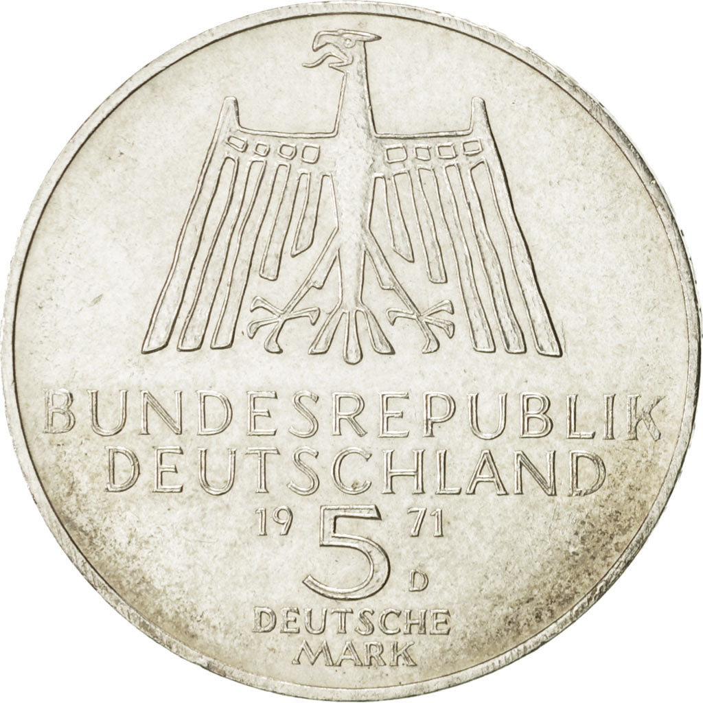 Coin, GERMANY - FEDERAL REPUBLIC, 5 Mark, 1971, Munich, Germany, AU(55-58)