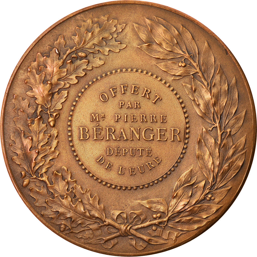 France, Médaille, Marianne, Offert par Mr Pierre Béranger, Député de l'Eure