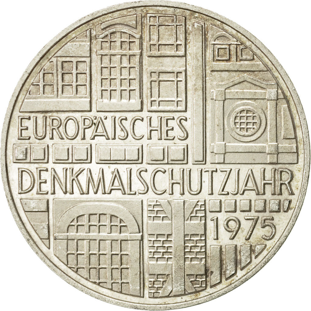GERMANIA - REPUBBLICA FEDERALE, 5 Mark, 1975, Stuttgart, Germany, SPL, Argento