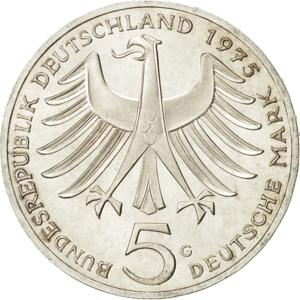 Coin, GERMANY - FEDERAL REPUBLIC, 5 Mark, 1975, Karlsruhe, Germany, MS(63)