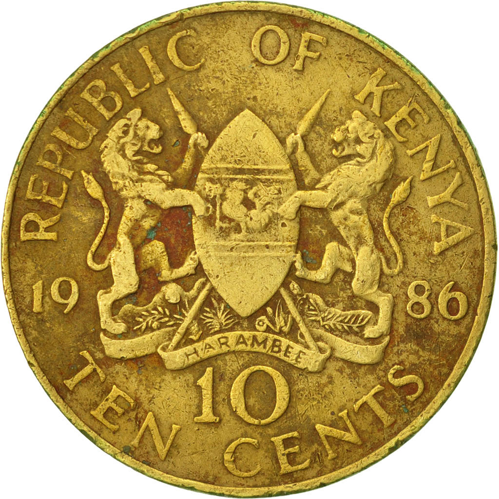 Coin, Kenya, 10 Cents, 1986, British Royal Mint, EF(40-45), Nickel-brass, KM:18