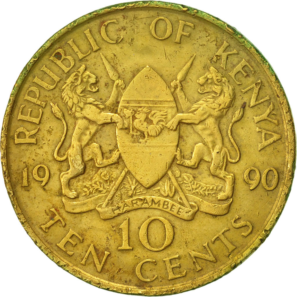 Coin, Kenya, 10 Cents, 1990, British Royal Mint, EF(40-45), Nickel-brass, KM:18