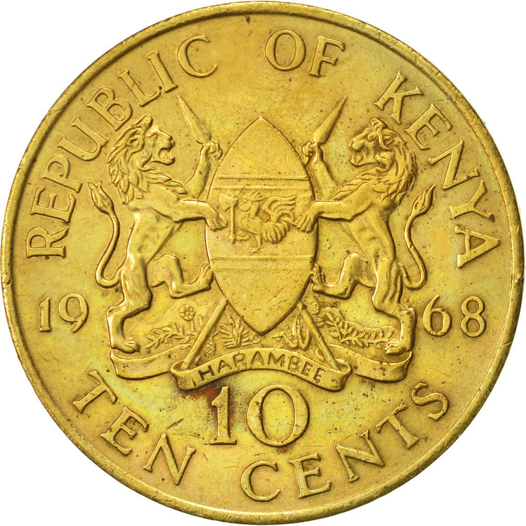 Coin, Kenya, 10 Cents, 1968, AU(50-53), Nickel-brass, KM:2