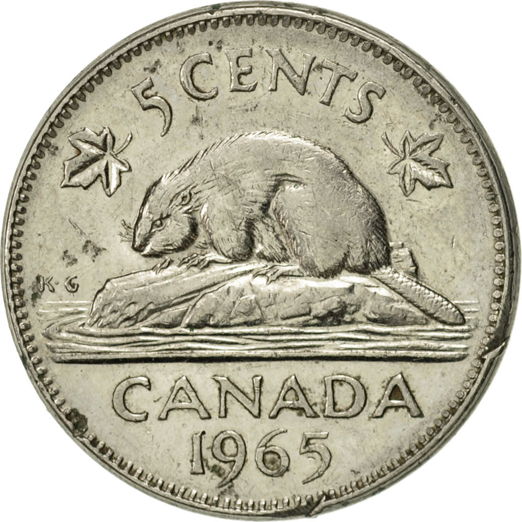 Coin, Canada, Elizabeth II, 5 Cents, 1965, Royal Canadian Mint, Ottawa