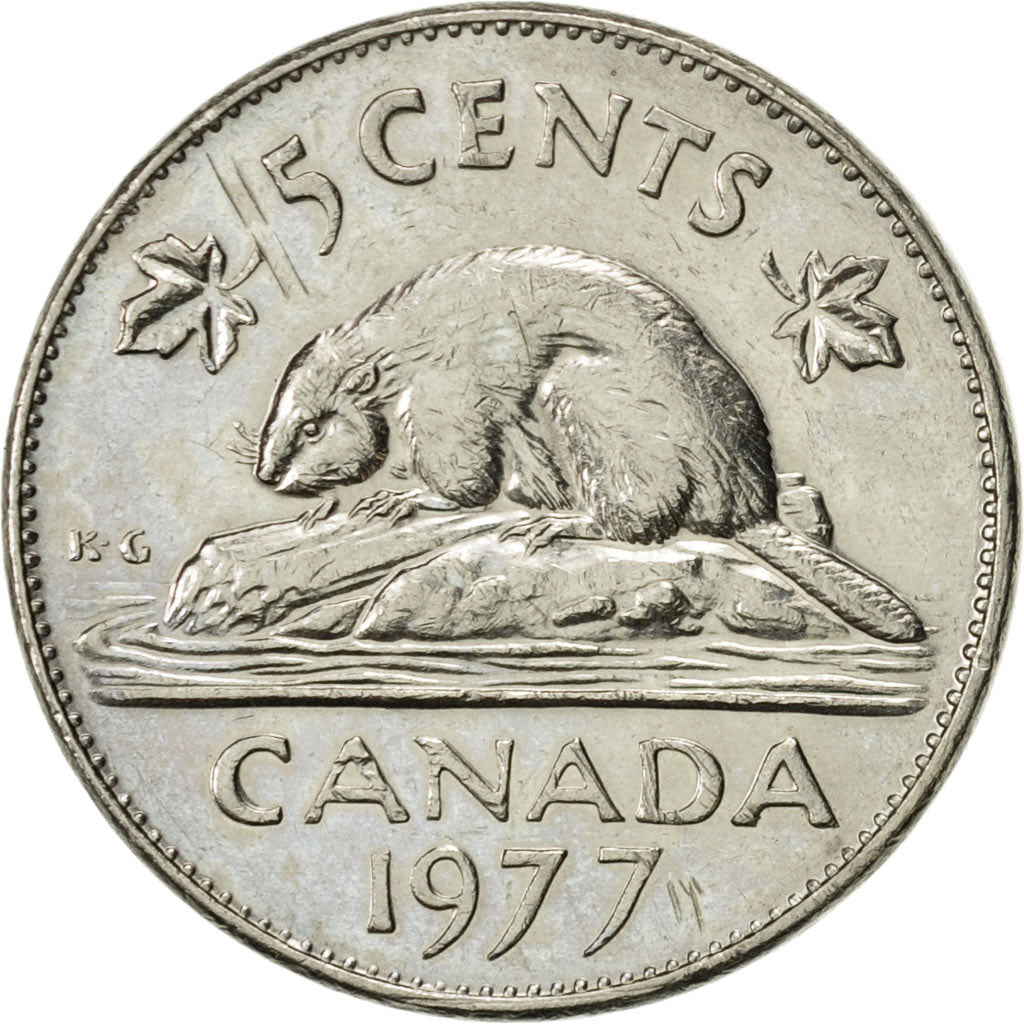 Coin, Canada, Elizabeth II, 5 Cents, 1977, Royal Canadian Mint, Ottawa