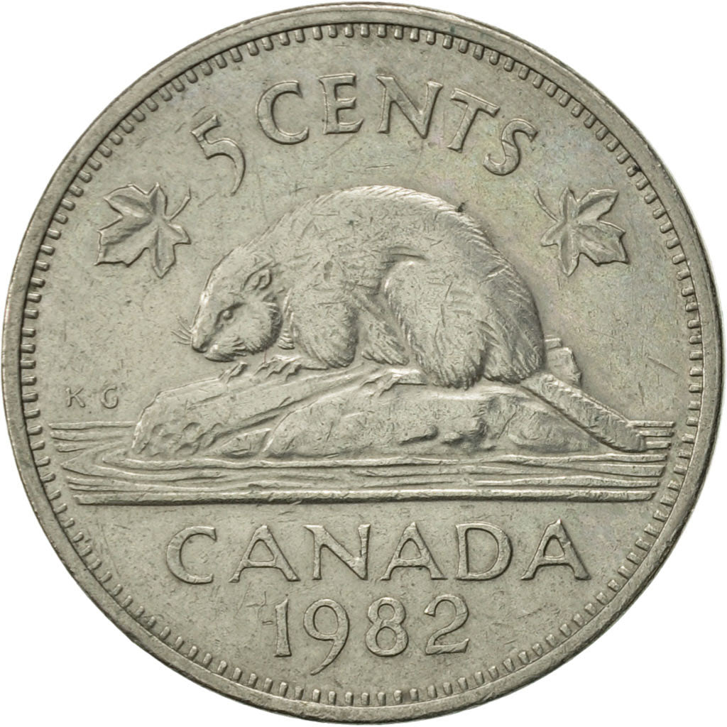 Coin, Canada, Elizabeth II, 5 Cents, 1982, Royal Canadian Mint, Ottawa