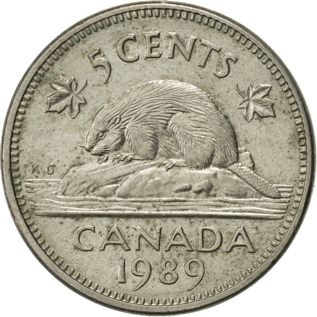 Coin, Canada, Elizabeth II, 5 Cents, 1989, Royal Canadian Mint, Ottawa