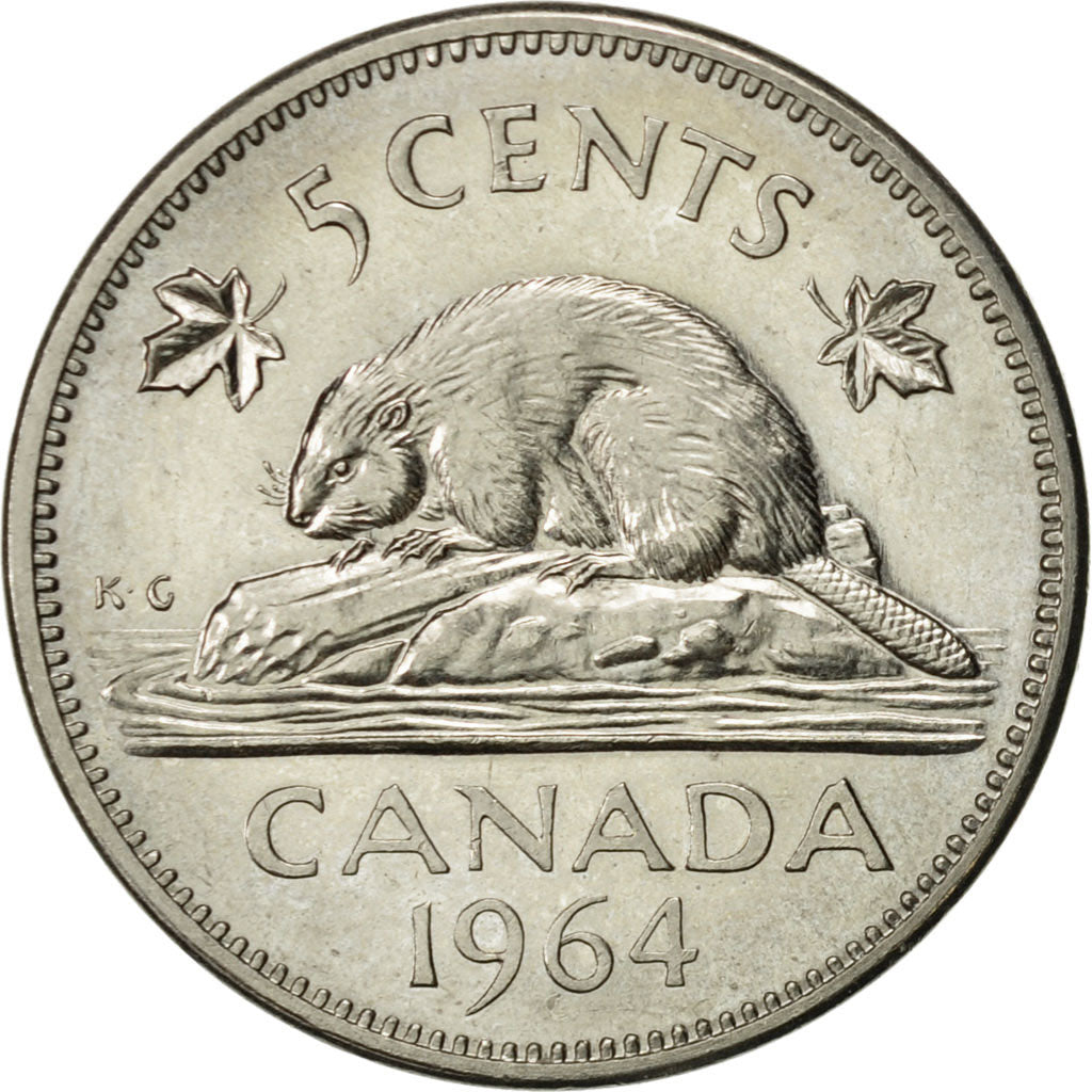Coin, Canada, Elizabeth II, 5 Cents, 1964, Royal Canadian Mint, Ottawa