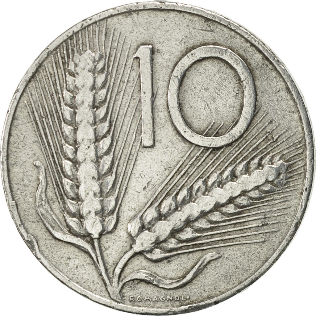 Coin, Italy, 10 Lire, 1956, Rome, EF(40-45), Aluminum, KM:93