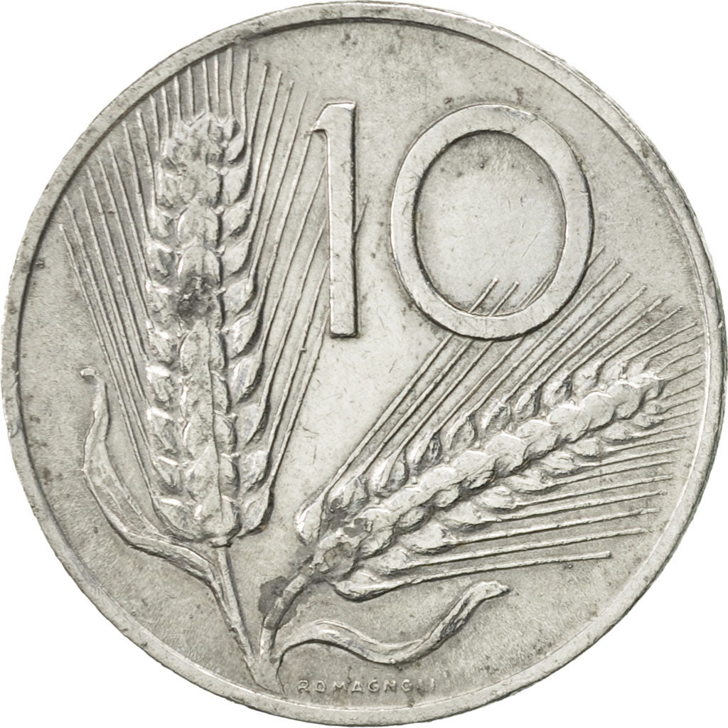 Coin, Italy, 10 Lire, 1967, Rome, EF(40-45), Aluminum, KM:93