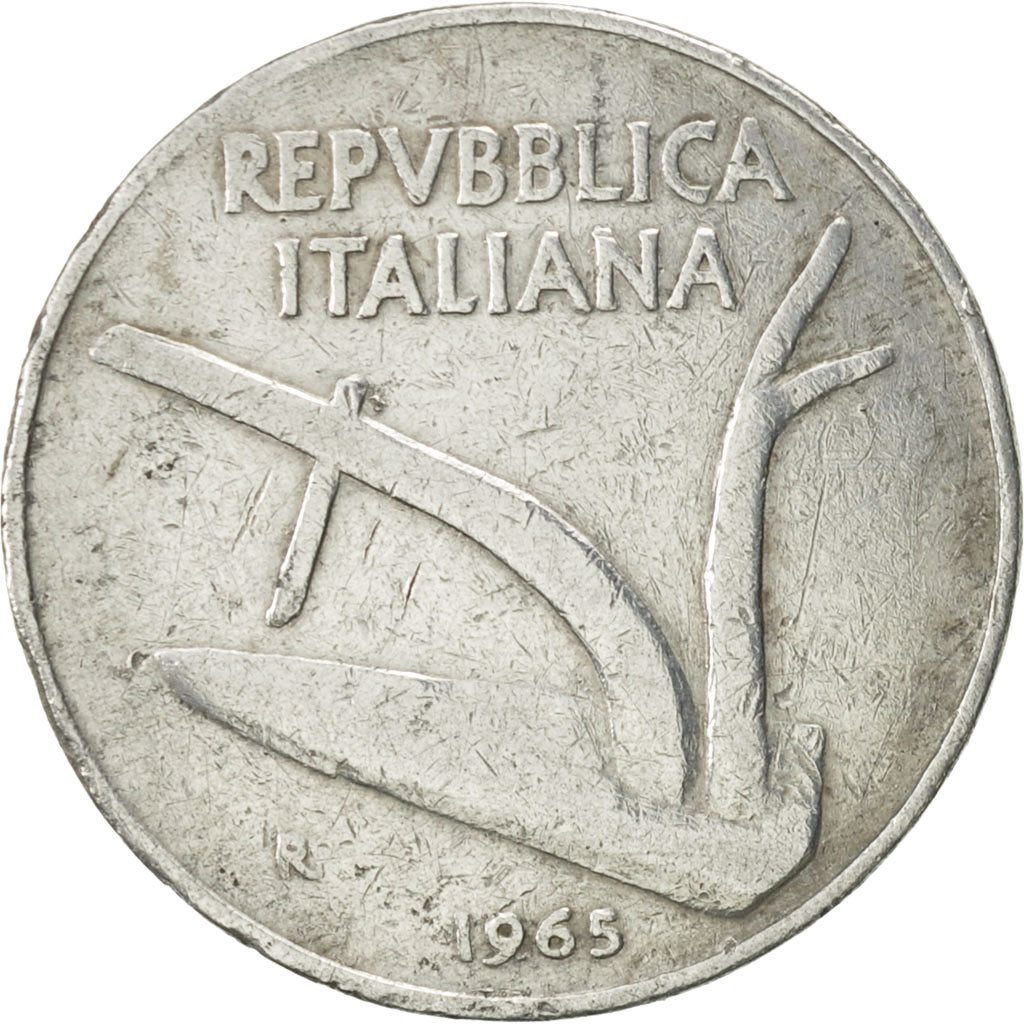Italy, 10 Lire, 1965, Rome, EF(40-45), Aluminum, KM:93