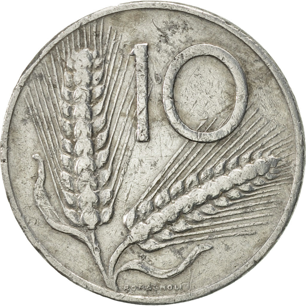 Italy, 10 Lire, 1965, Rome, EF(40-45), Aluminum, KM:93