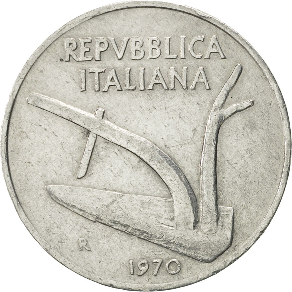 Coin, Italy, 10 Lire, 1970, Rome, AU(50-53), Aluminum, KM:93