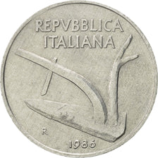 Italy, 10 Lire, 1986, Rome, AU(55-58), Aluminum, KM:93