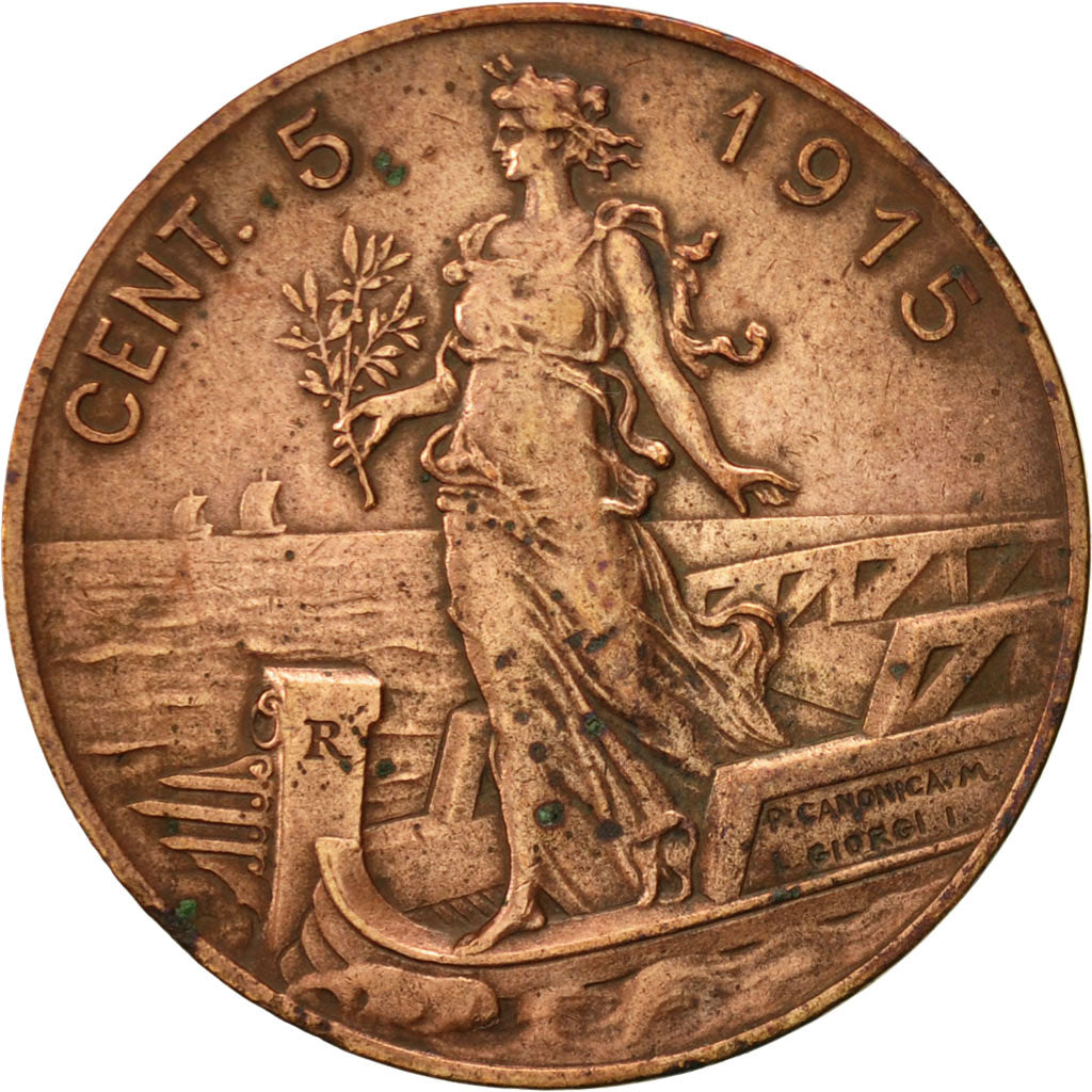 Italy, Vittorio Emanuele III, 5 Centesimi, 1915, Rome, EF(40-45), Bronze, KM:42