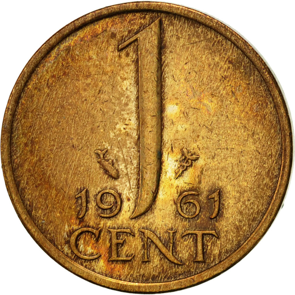 Moneta, Holandia, Juliana, Cent, 1961, AU(50-53), Bronze, KM:180