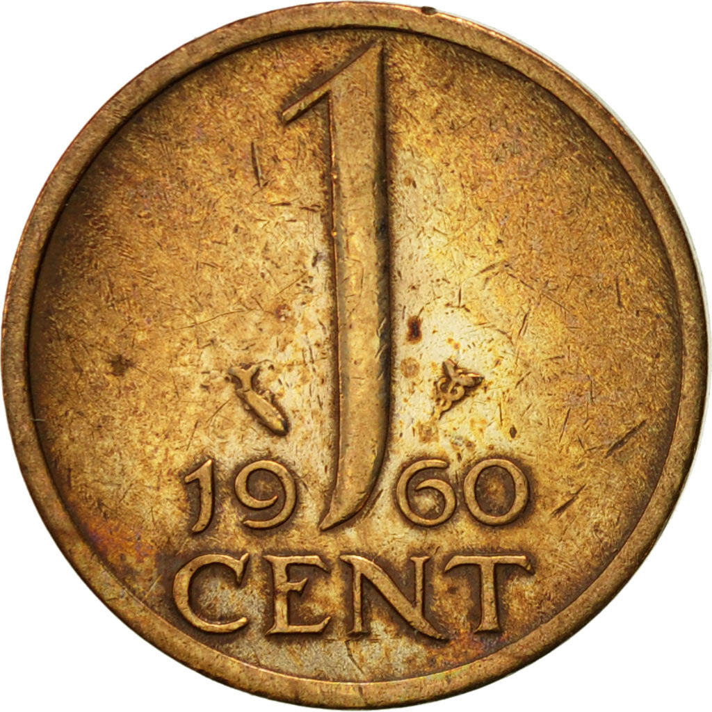 Coin, Netherlands, Juliana, Cent, 1960, AU(50-53), Bronze, KM:180