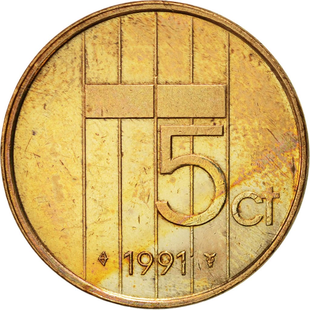 Moneta, Paesi Bassi, Beatrix, 5 Cents, 1991, BB+, Bronzo, KM:202
