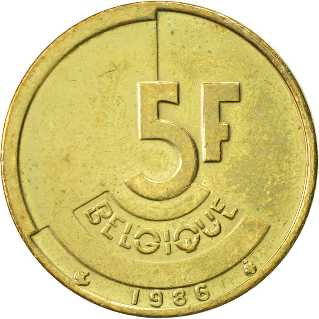 Coin, Belgium, 5 Francs, 5 Frank, 1986, AU(50-53), Brass Or Aluminum-Bronze