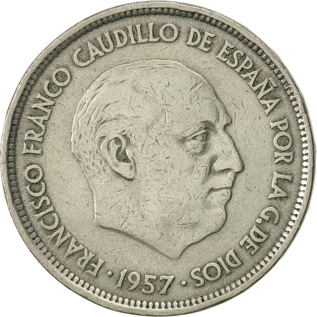 Coin, Spain, Caudillo and regent, 25 Pesetas, 1958, EF(40-45), Copper-nickel