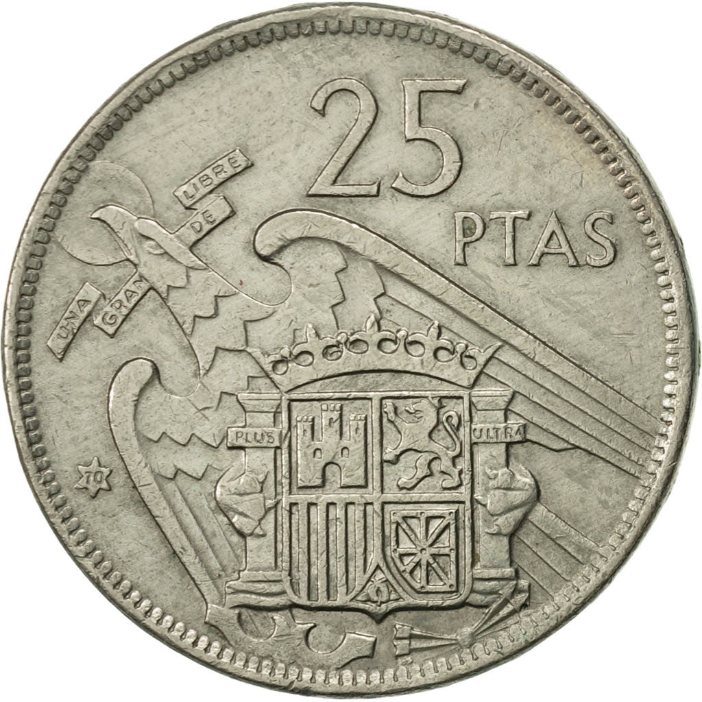 Coin, Spain, Caudillo and regent, 25 Pesetas, 1970, EF(40-45), Copper-nickel