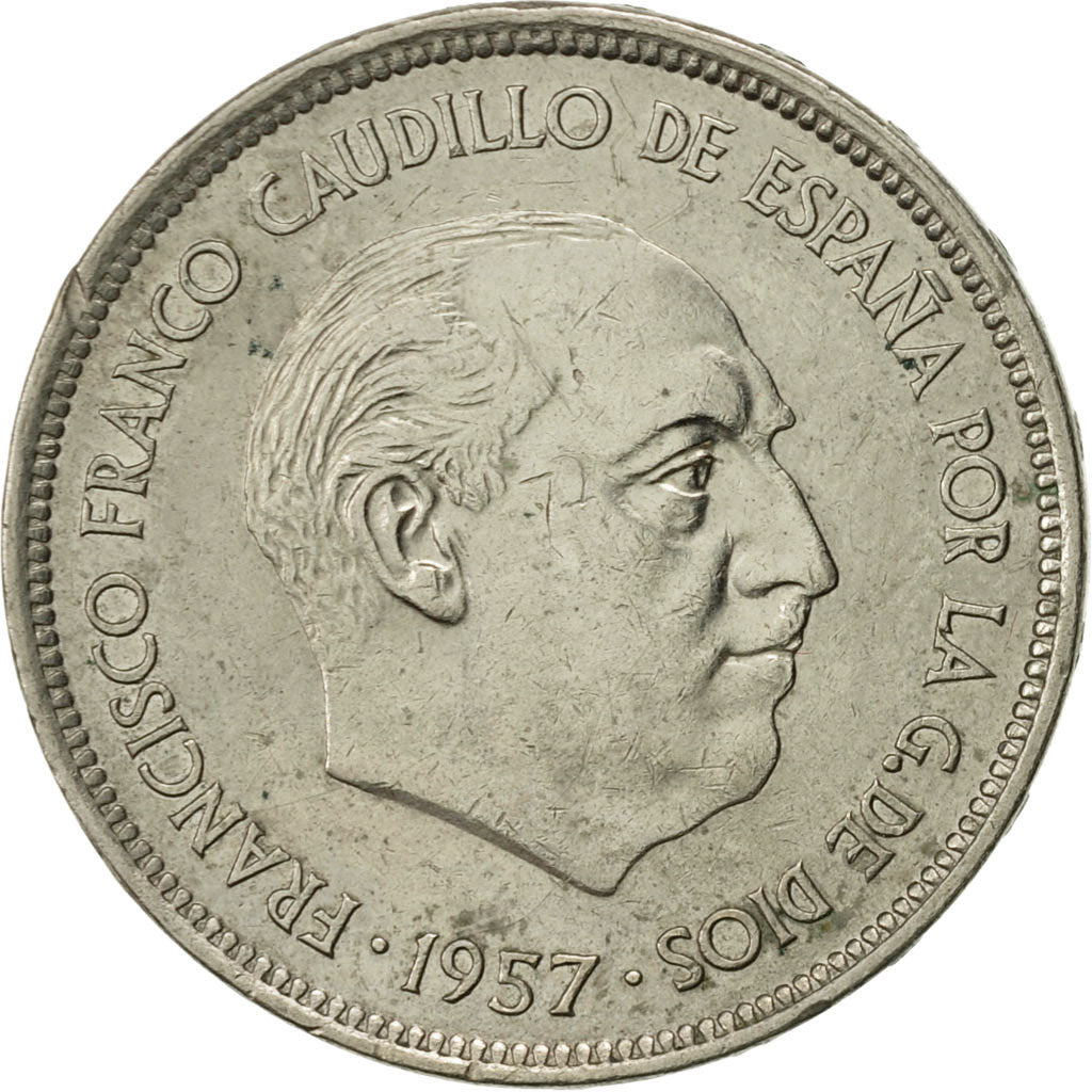 Coin, Spain, Caudillo and regent, 25 Pesetas, 1972, AU(50-53), Copper-nickel