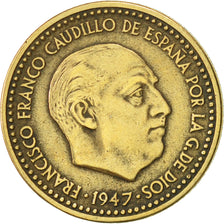 Spain, Francisco Franco, caudillo, Peseta, 1949, EF(40-45), Aluminum-Bronze