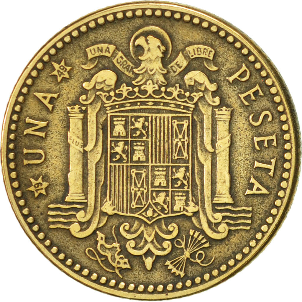 Spain, Francisco Franco, caudillo, Peseta, 1949, EF(40-45), Aluminum-Bronze