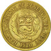 Moneda, Perú, 10 Soles, 1980, Lima, MBC, Latón, KM:272.2