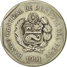 Coin, Peru, Nuevo Sol, 1991, Lima, EF(40-45), Copper-Nickel-Zinc, KM:308.1