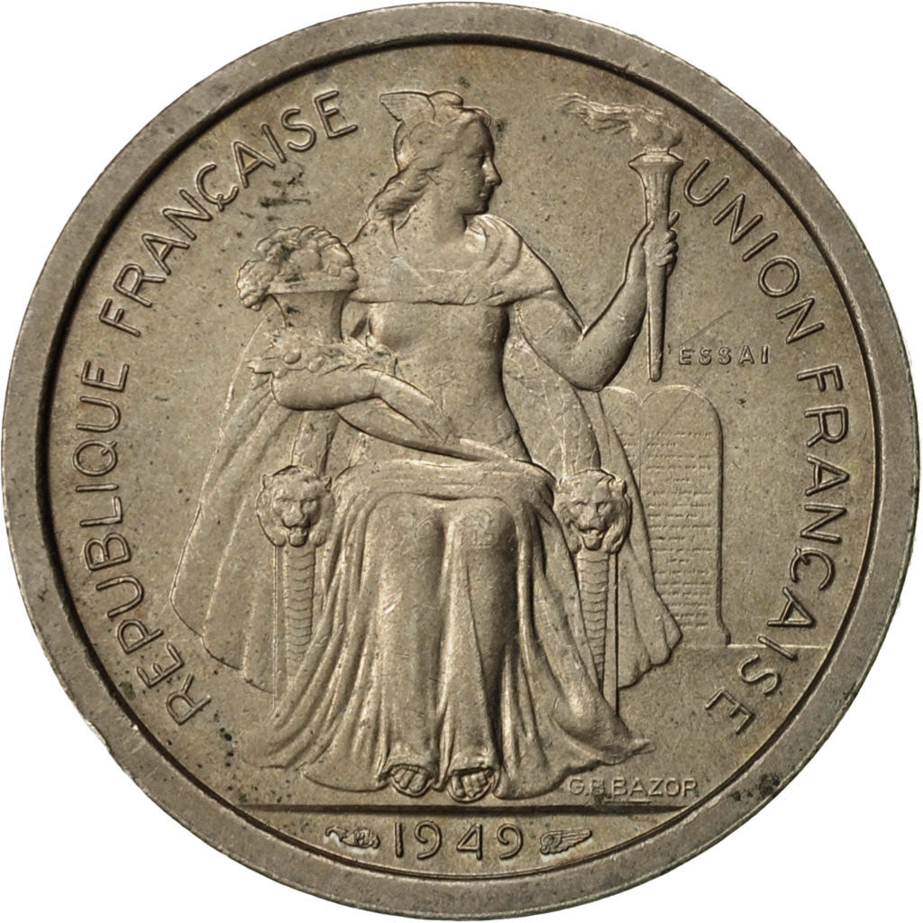 Moneta, OCEANIA FRANCESE, 2 Francs, 1949, SPL-, Rame-nichel, KM:E9