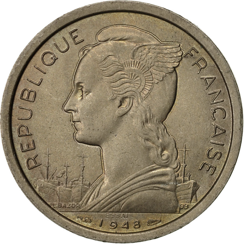 Coin, Réunion, 2 Francs, 1948, AU(55-58), Copper-nickel, KM:E4