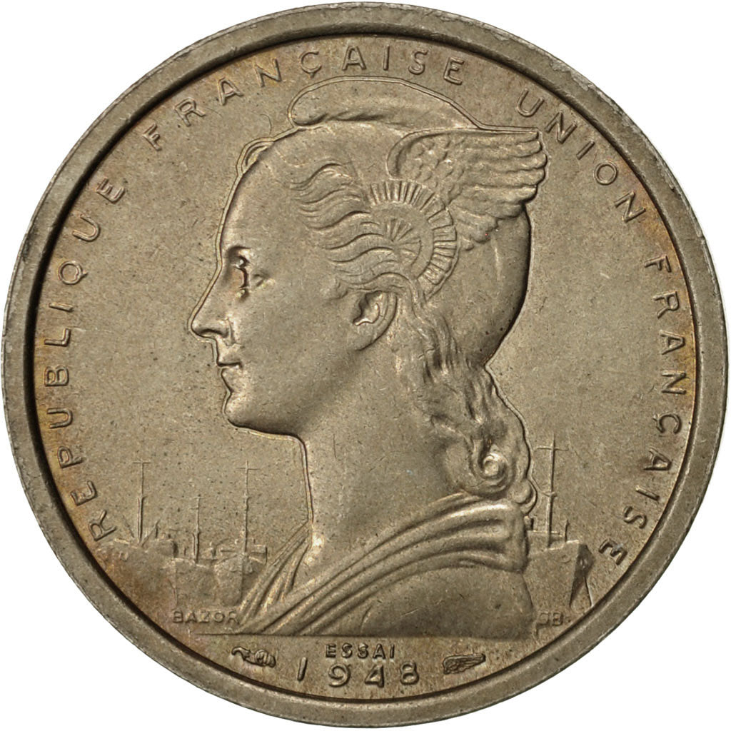 French Somaliland, 2 Francs, 1948, Paris, ESSAI, AU(55-58), KM:E2