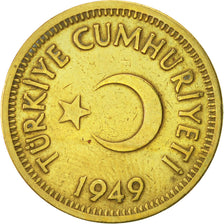 Coin, Turkey, 25 Kurus, 1949, EF(40-45), Brass, KM:886