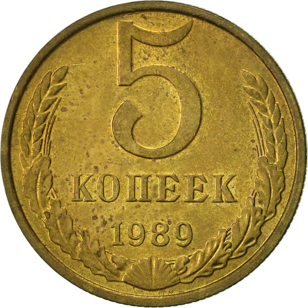 Coin, Russia, 5 Kopeks, 1989, Saint-Petersburg, EF(40-45), Aluminum-Bronze
