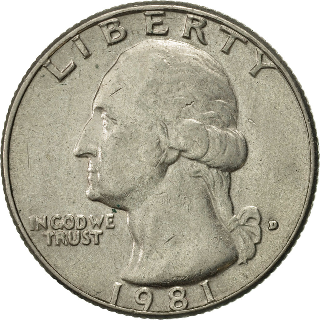 Coin, United States, Washington Quarter, Quarter, 1981, U.S. Mint, Denver