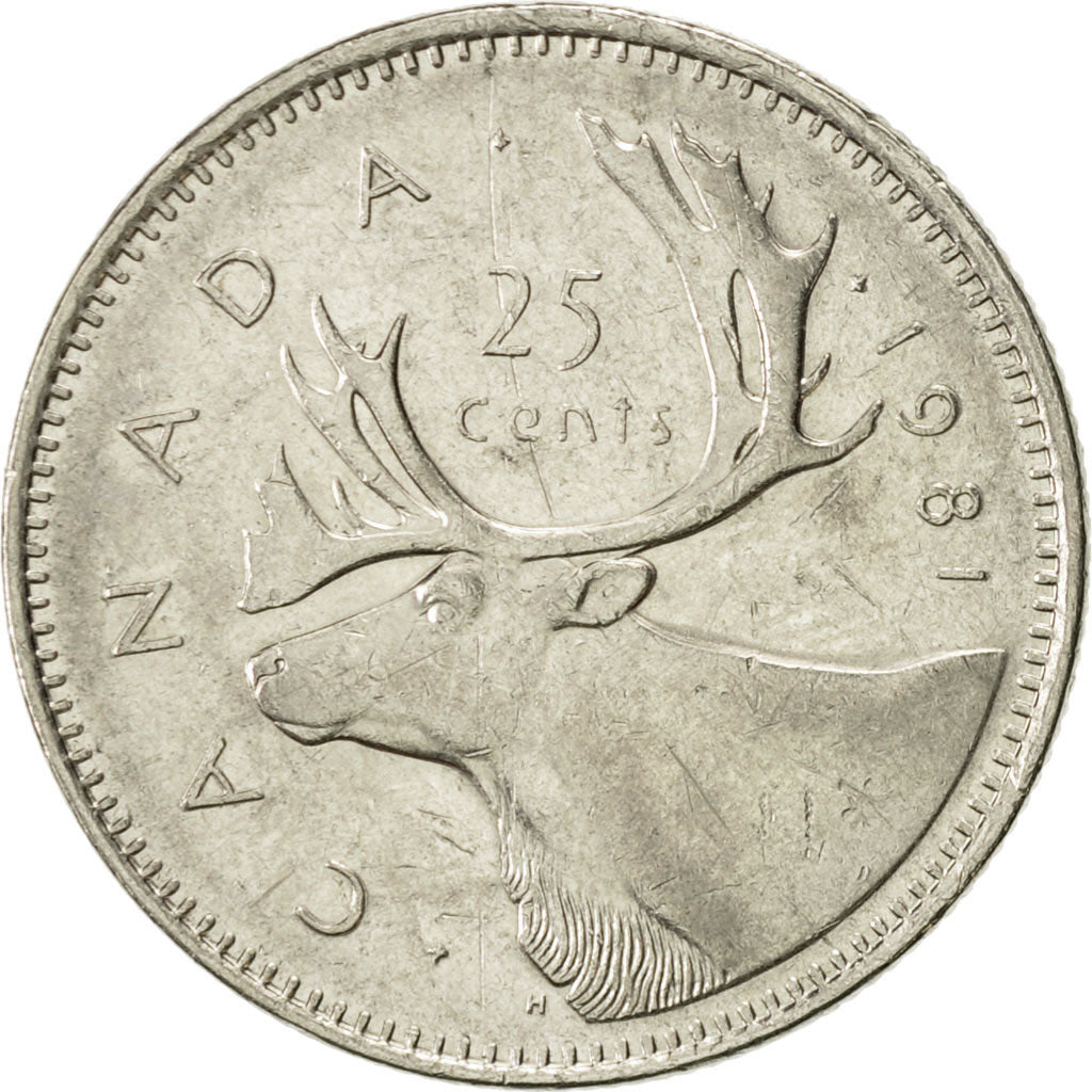 Coin, Canada, Elizabeth II, 25 Cents, 1981, Royal Canadian Mint, Ottawa