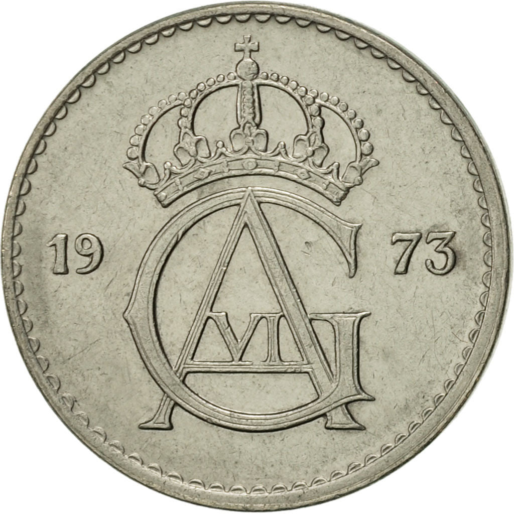 Münze, Schweden, Gustaf VI, 25 Öre, 1973, VZ, Copper-nickel, KM:836