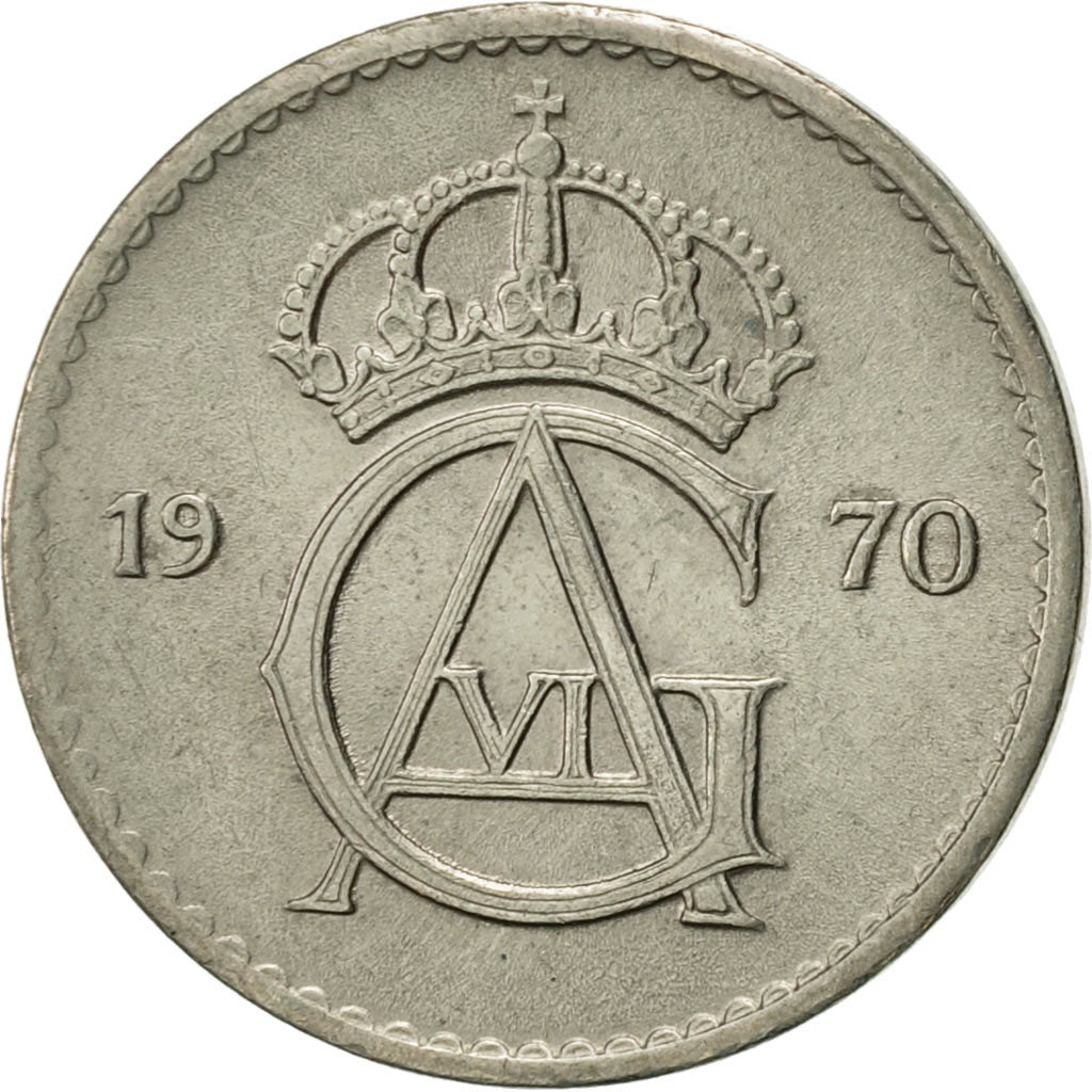 Coin, Sweden, Gustaf VI, 25 Öre, 1970, AU(55-58), Copper-nickel, KM:836