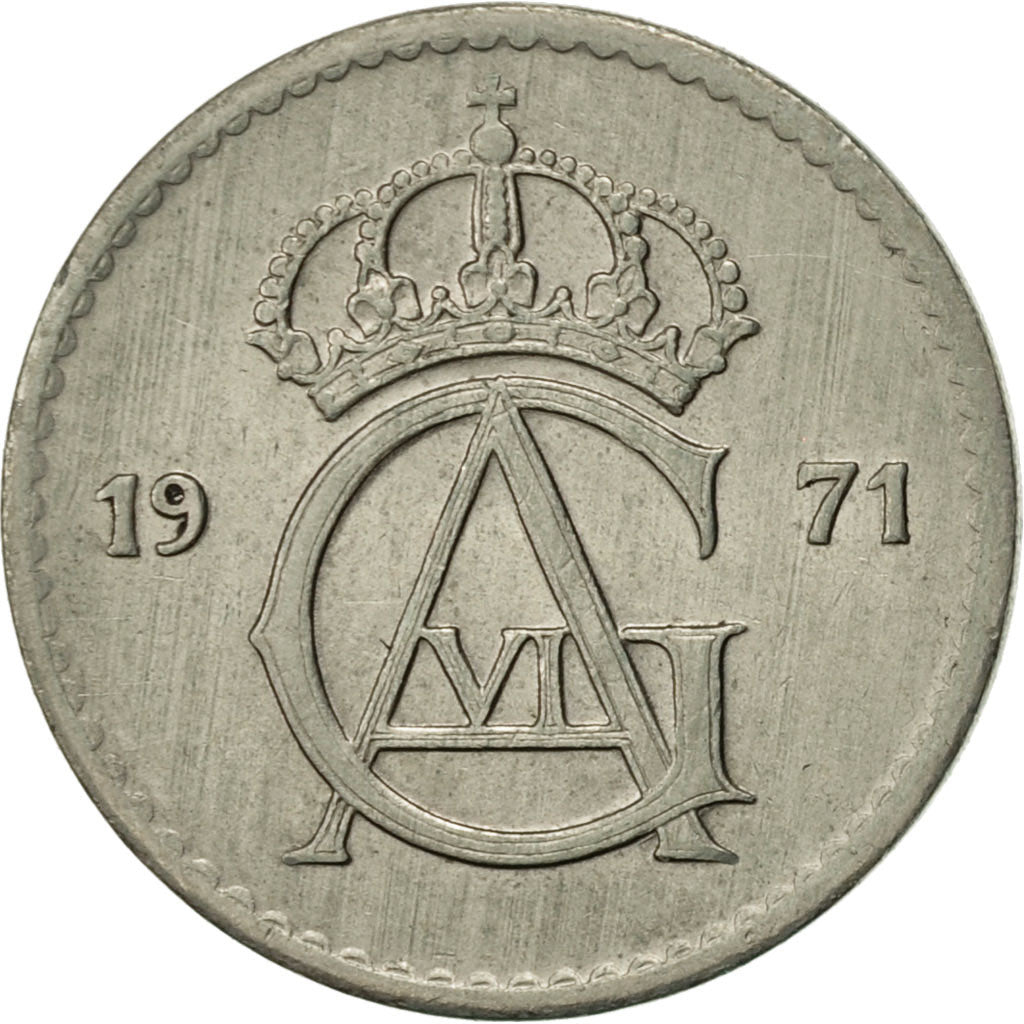 Coin, Sweden, Gustaf VI, 25 Öre, 1971, AU(55-58), Copper-nickel, KM:836