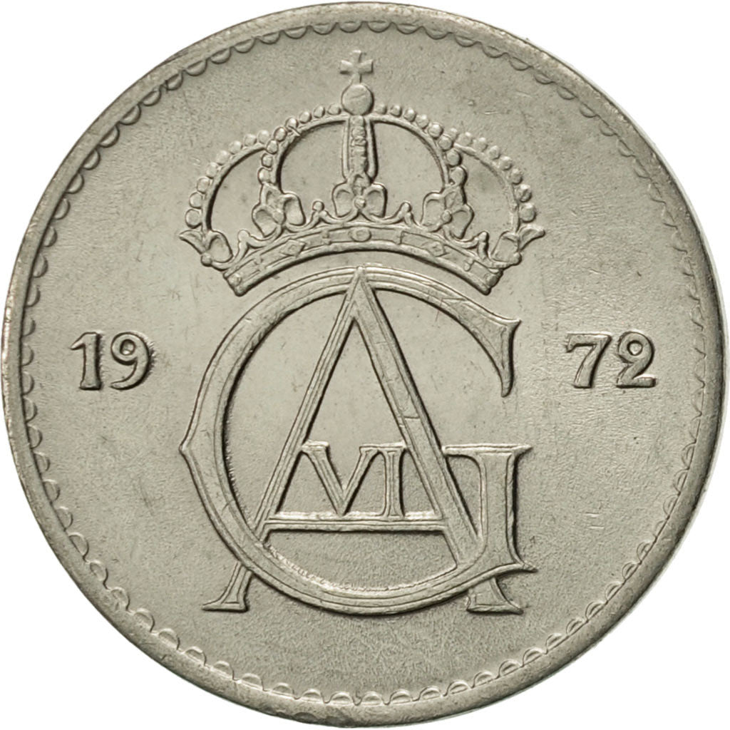 Coin, Sweden, Gustaf VI, 25 Öre, 1972, AU(55-58), Copper-nickel, KM:836