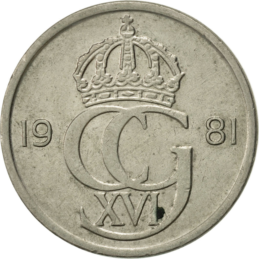 Coin, Sweden, Carl XVI Gustaf, 50 Öre, 1981, AU(50-53), Copper-nickel, KM:855