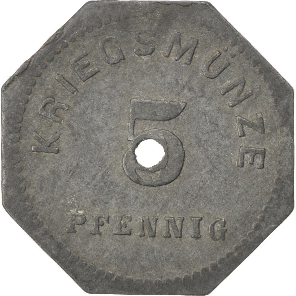 Germany, 5 Pfennig, 1917, EF(40-45), Zinc, 1.63