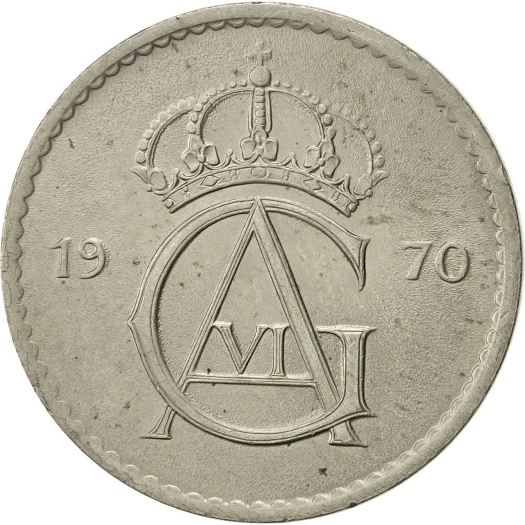 Coin, Sweden, Gustaf VI, 50 Öre, 1970, AU(50-53), Copper-nickel, KM:837