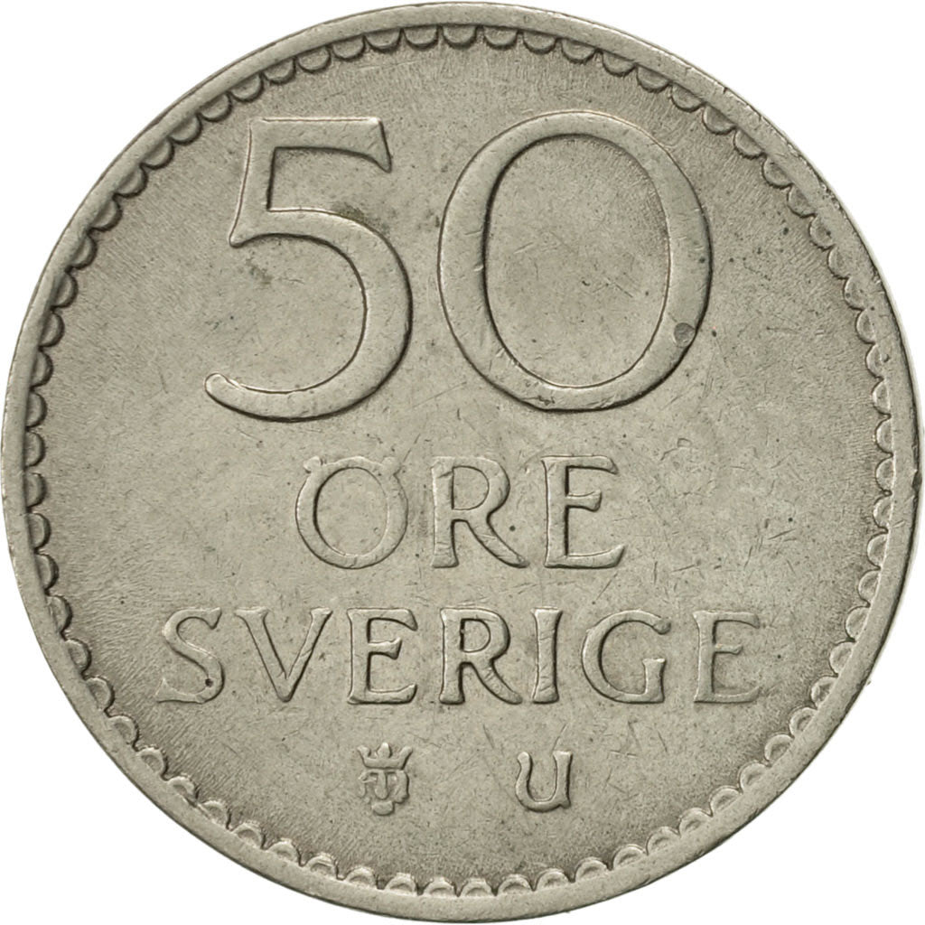 Coin, Sweden, Gustaf VI, 50 Öre, 1966, AU(50-53), Copper-nickel, KM:837
