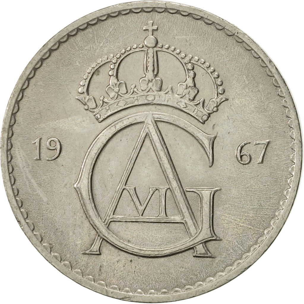 Sweden, Gustaf VI, 50 Öre, 1967, AU(50-53), Copper-nickel, KM:837