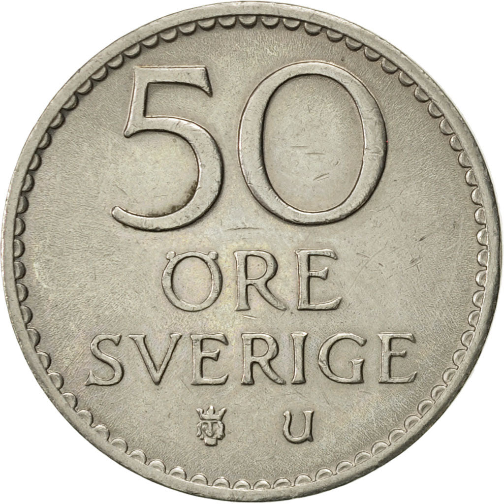 Sweden, Gustaf VI, 50 Öre, 1967, AU(50-53), Copper-nickel, KM:837