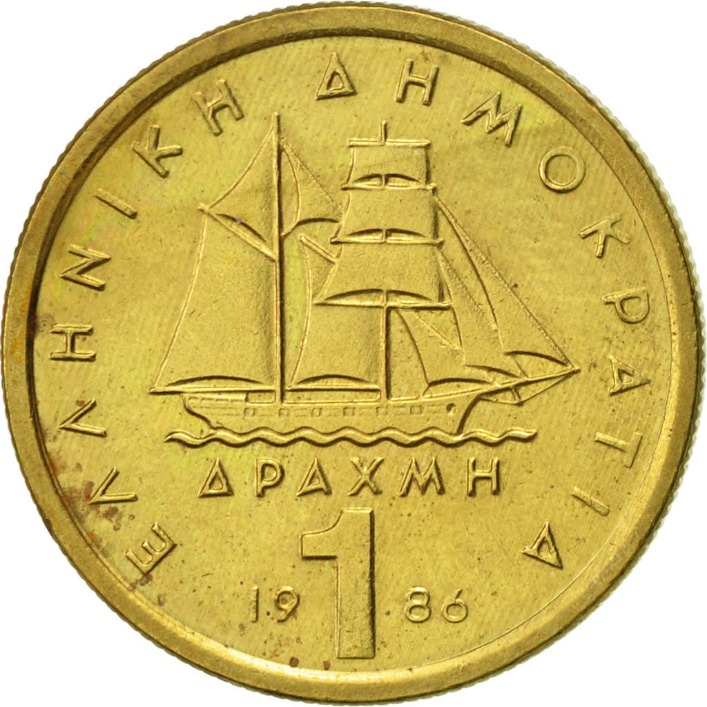 Munten, Griekenland, Drachma, 1986, PR, Nickel-brass, KM:116