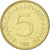 Moneta, Jugosławia, 5 Dinara, 1984, AU(55-58), Mosiądz niklowy, KM:88